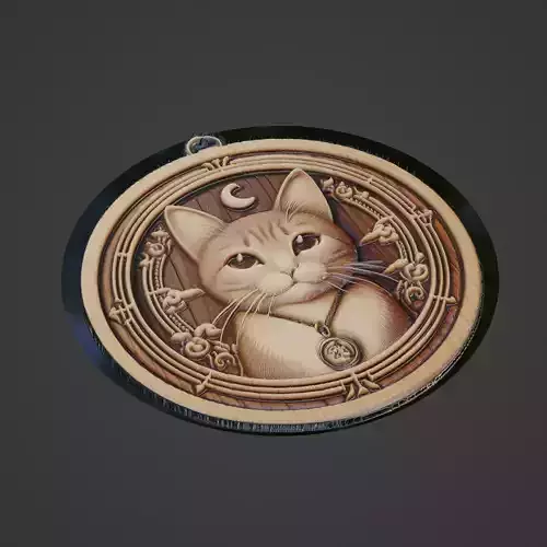 Cat Animal Medallion 3D print model
