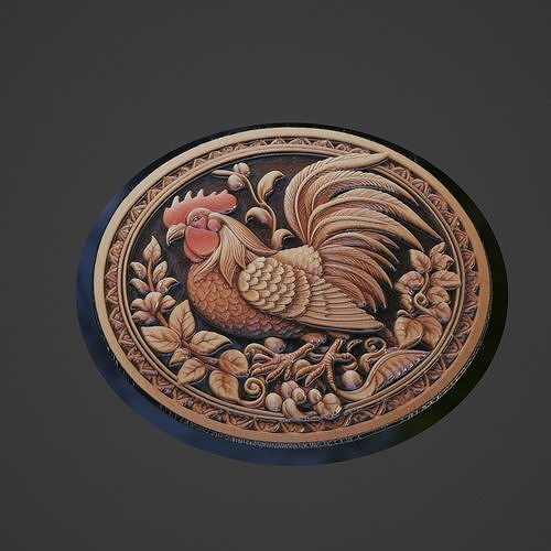 Cockerel Animal Medallion 3D print model