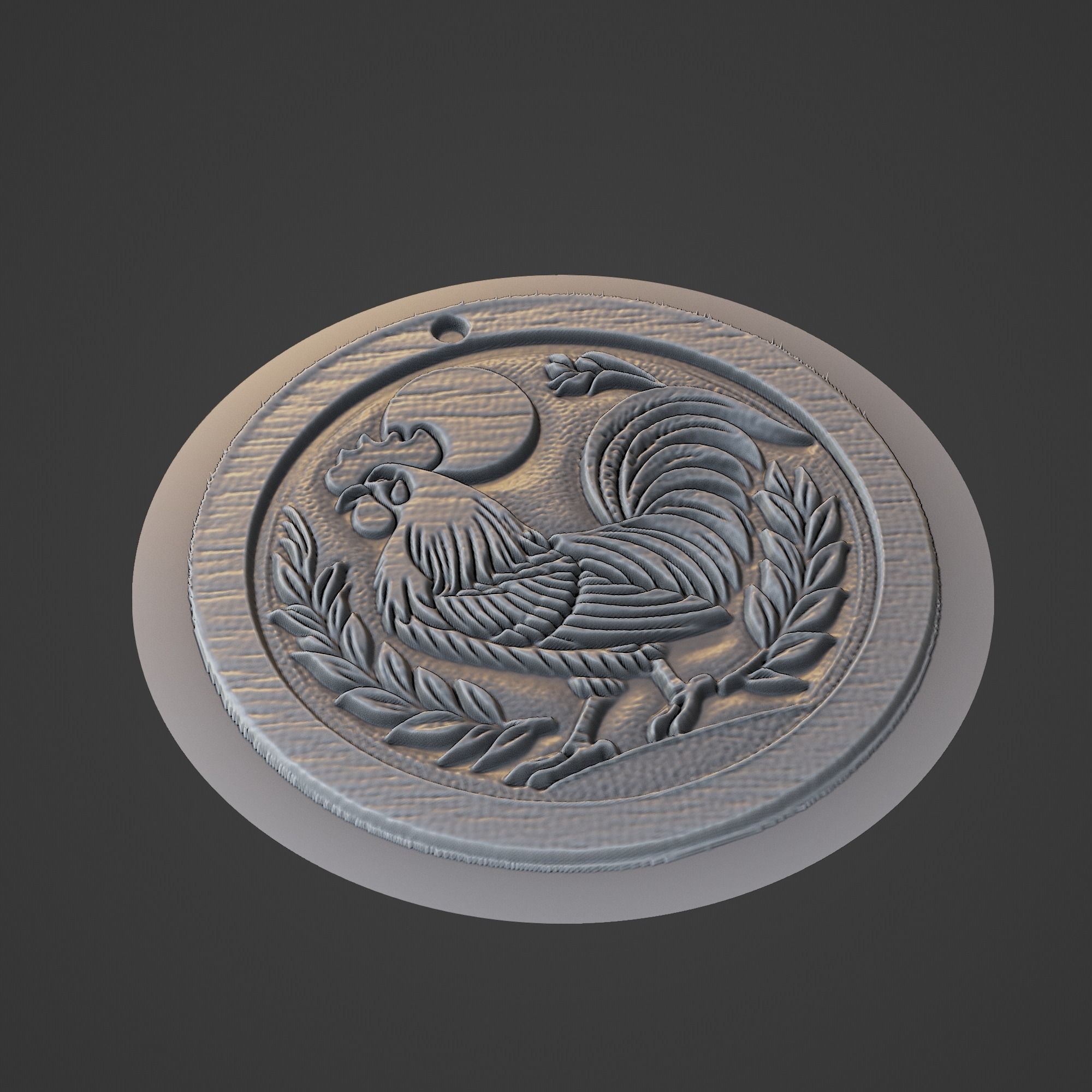 Cockerel Animal Medallion 3D print model_1