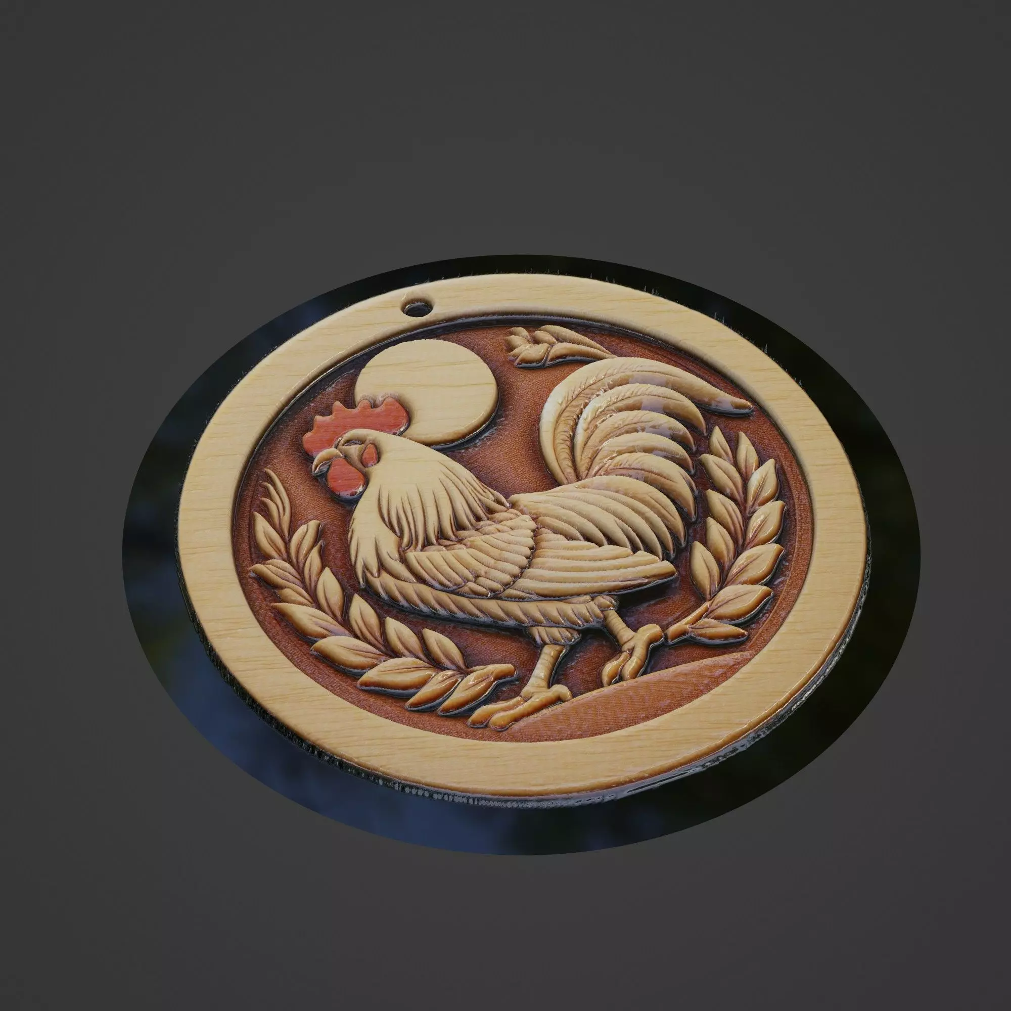Cockerel Animal Medallion 3D print model_0