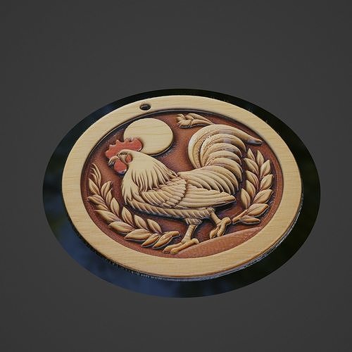 Cockerel Animal Medallion 3D print model