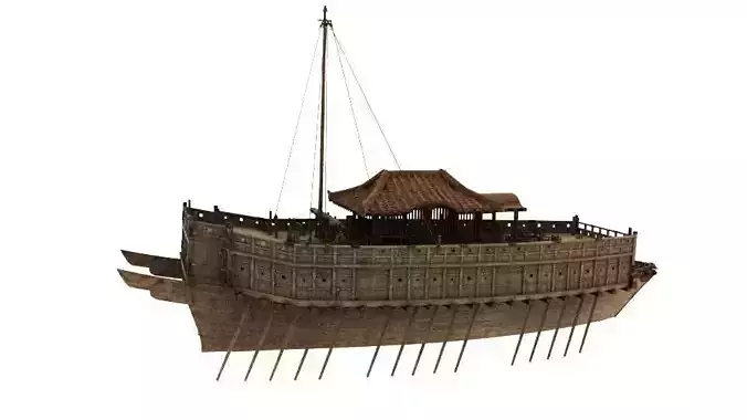 Japanese Battleship - JSengoku-era Warships - ATAKE BUNE Ship 3D model