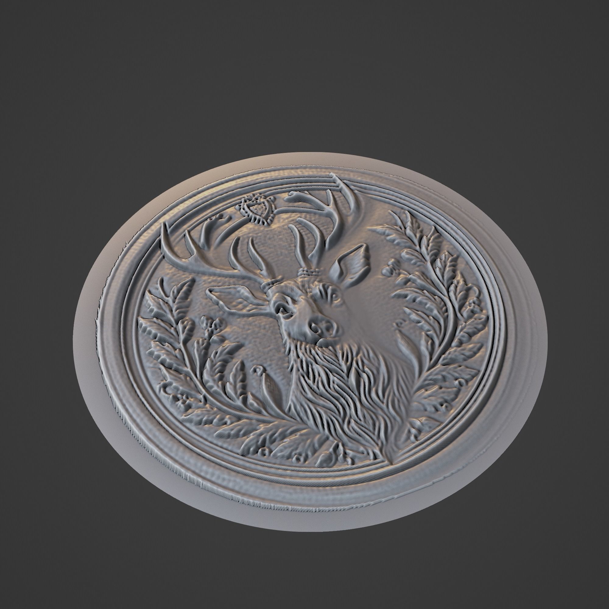 Deer Animal Medallion 3D print model_1