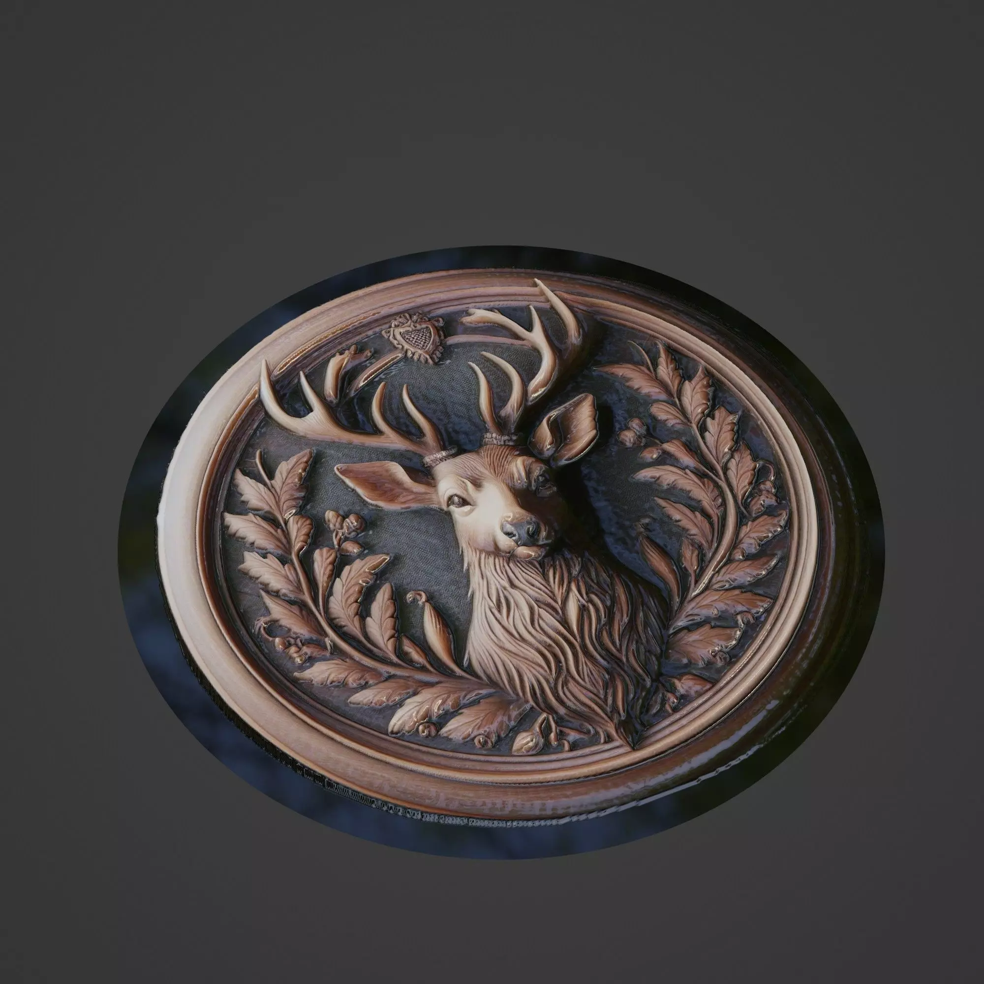 Deer Animal Medallion 3D print model_0