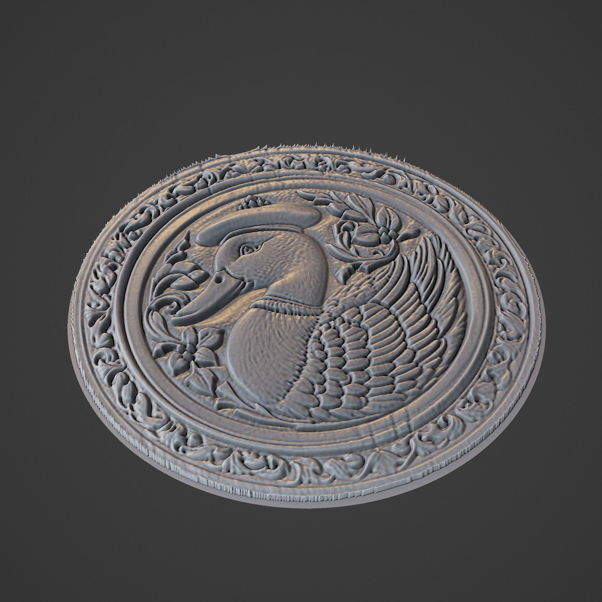Duck Animal Medallion 3D print model_1