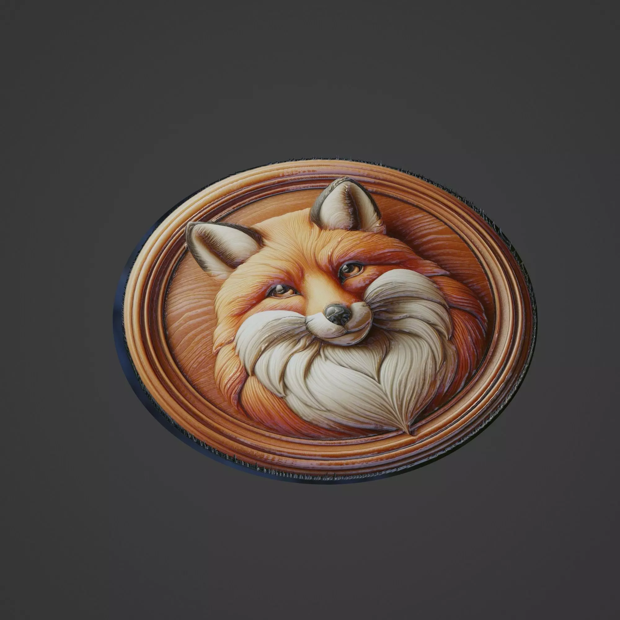Fox Animal Medallion 3D print model_0