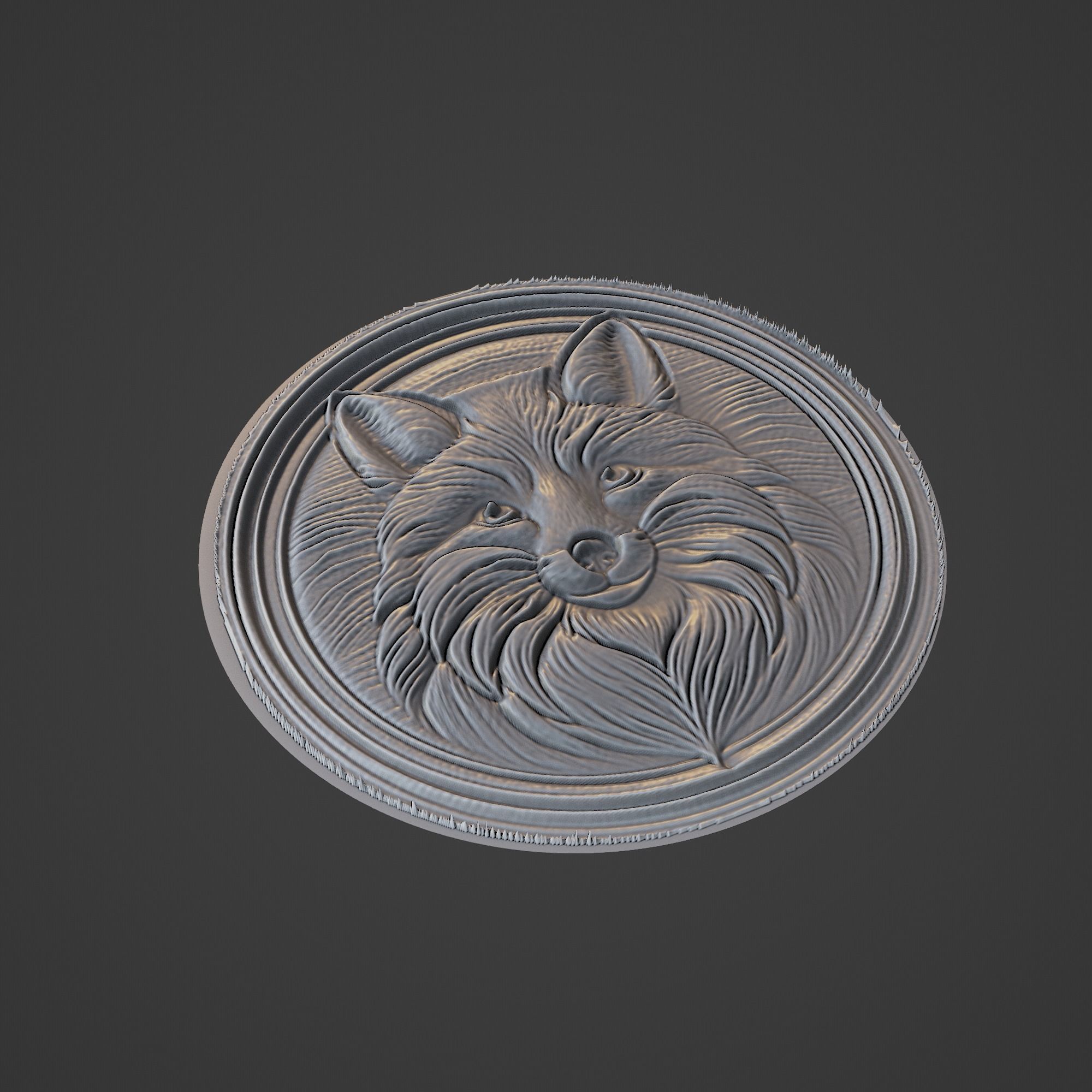 Fox Animal Medallion 3D print model_1
