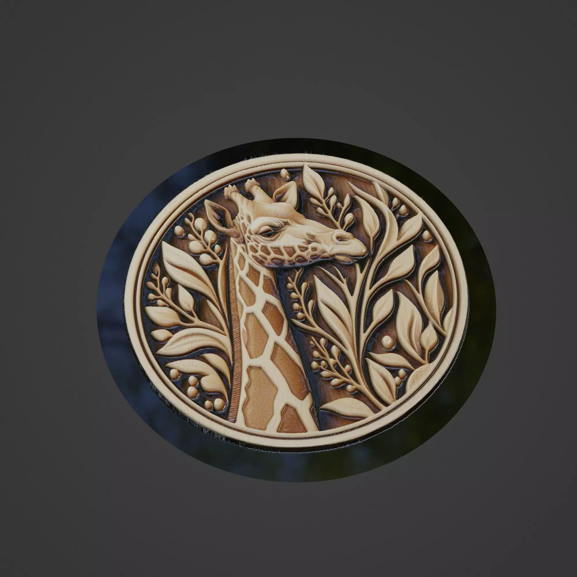 Giraffe Animal Medallion 3D print model_0