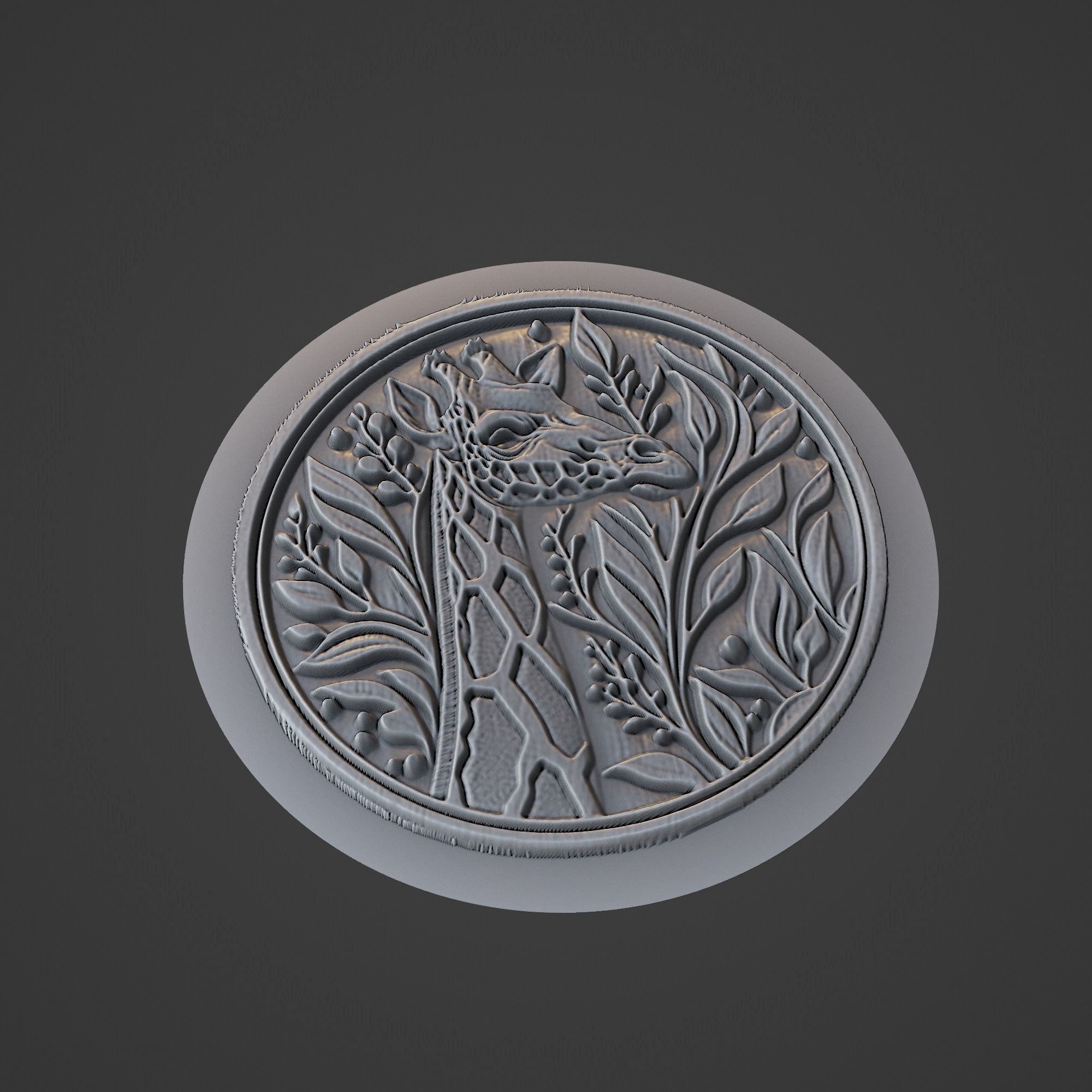Giraffe Animal Medallion 3D print model_1