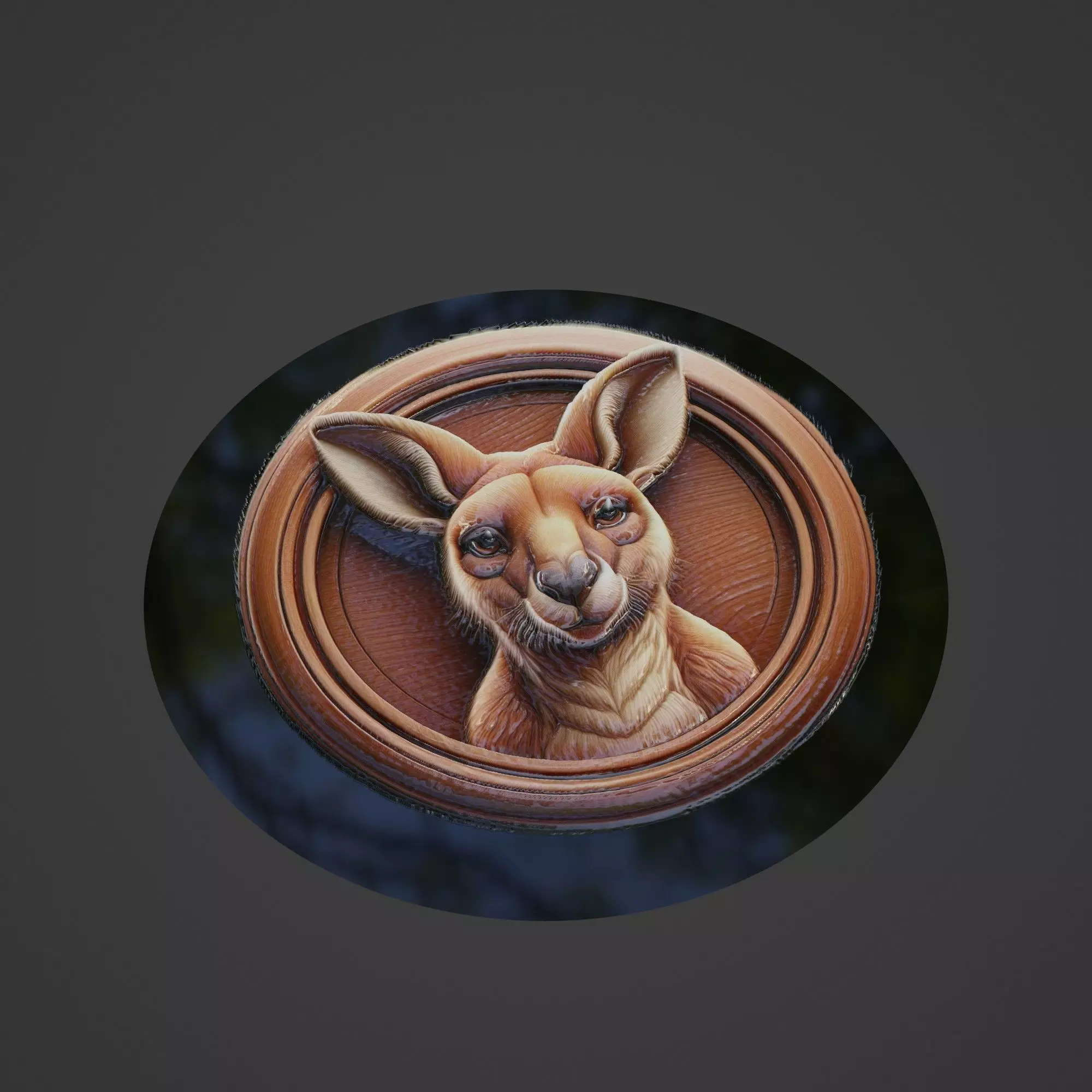 Kangaroo Animal Medallion 3D print model_0