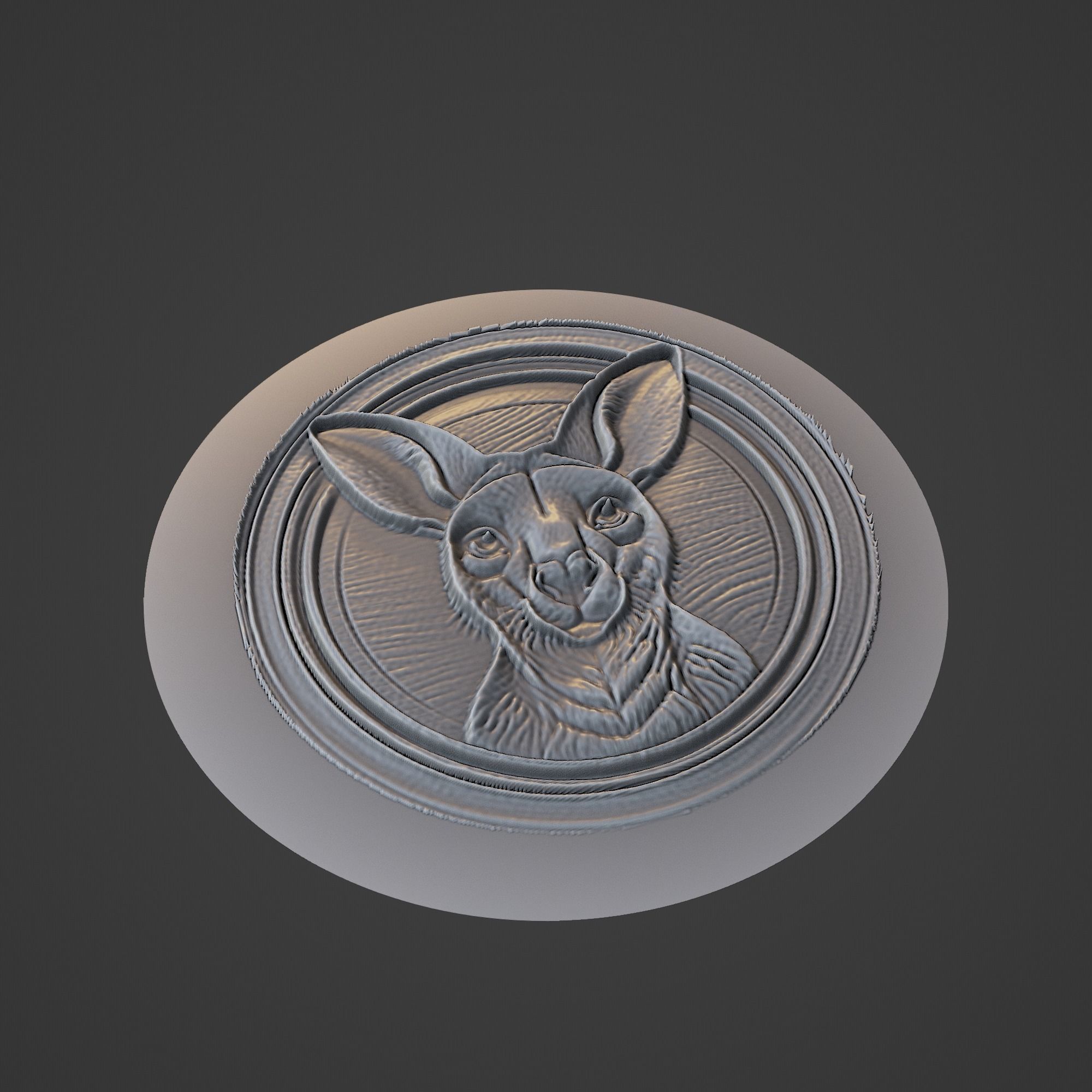 Kangaroo Animal Medallion 3D print model_1