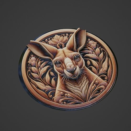 Kangaroo Animal Medallion 3D print model