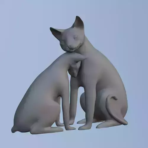 Couple Cats Statue