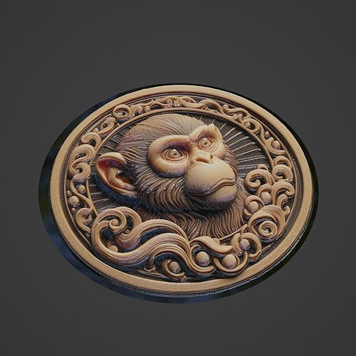 Monkey Animal Medallion 3D print model
