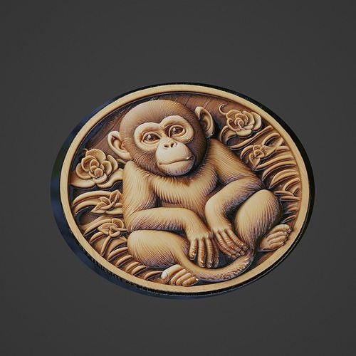 Monkey Animal Medallion 3D print model