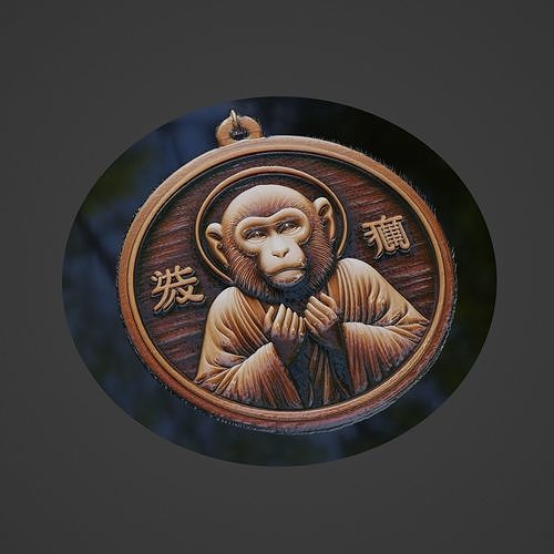 Monkey Animal Medallion 3D print model