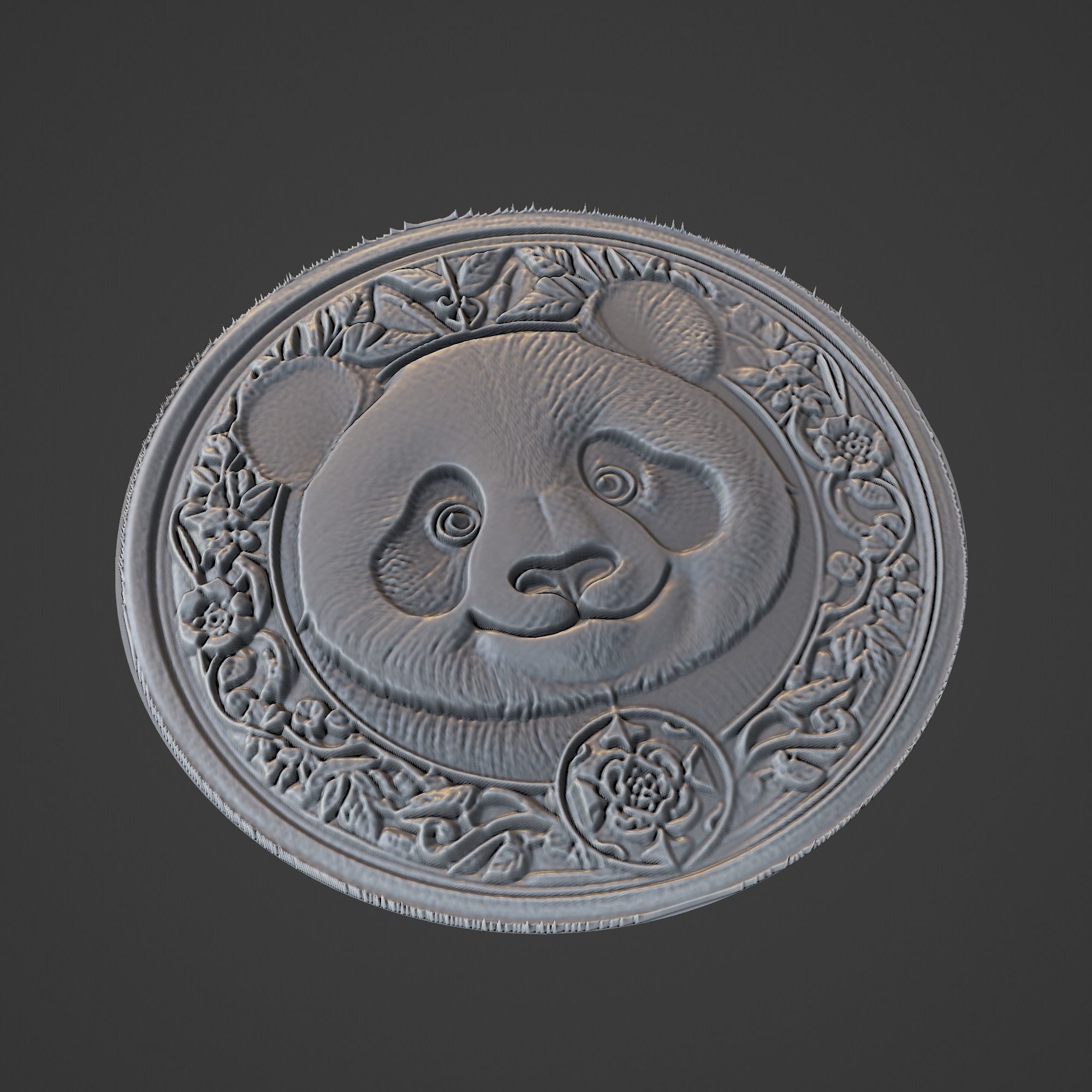 Panda Animal Medallion 3D print model_1