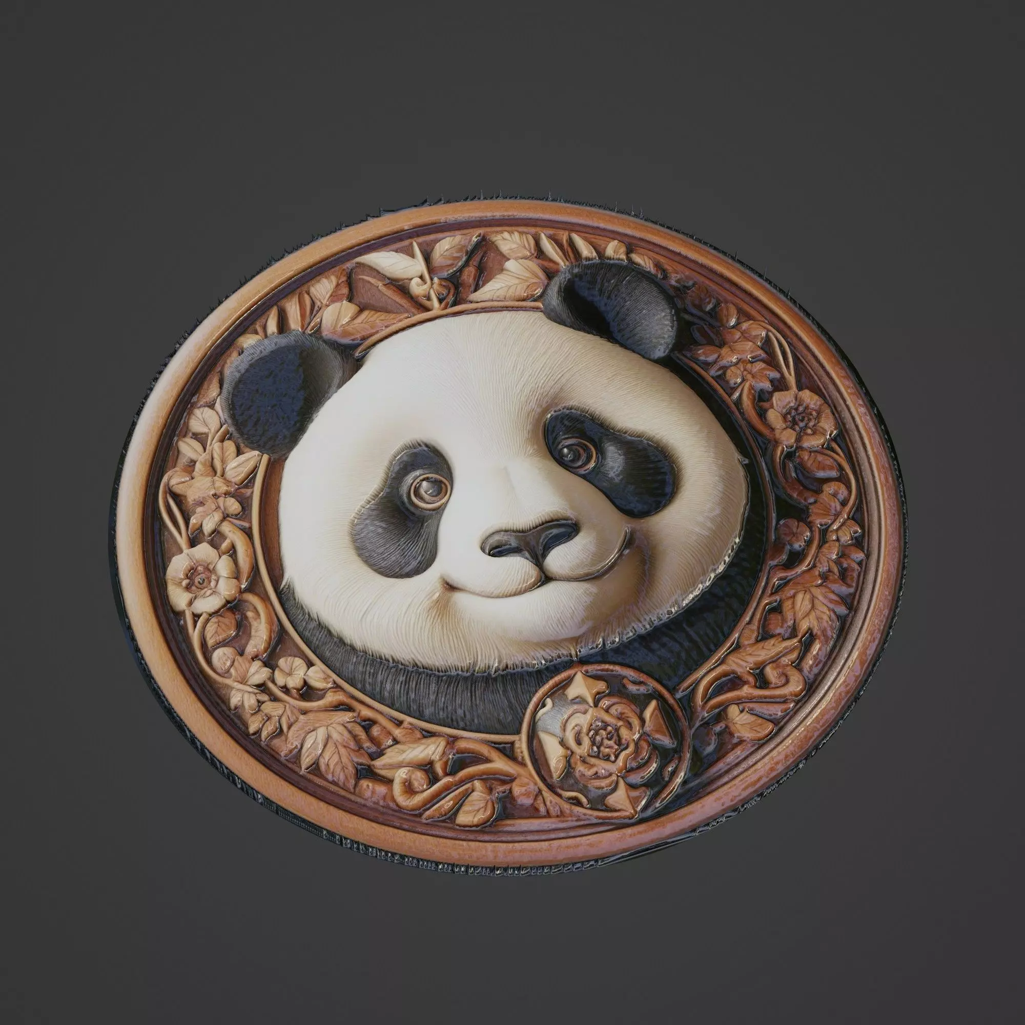 Panda Animal Medallion 3D print model_0