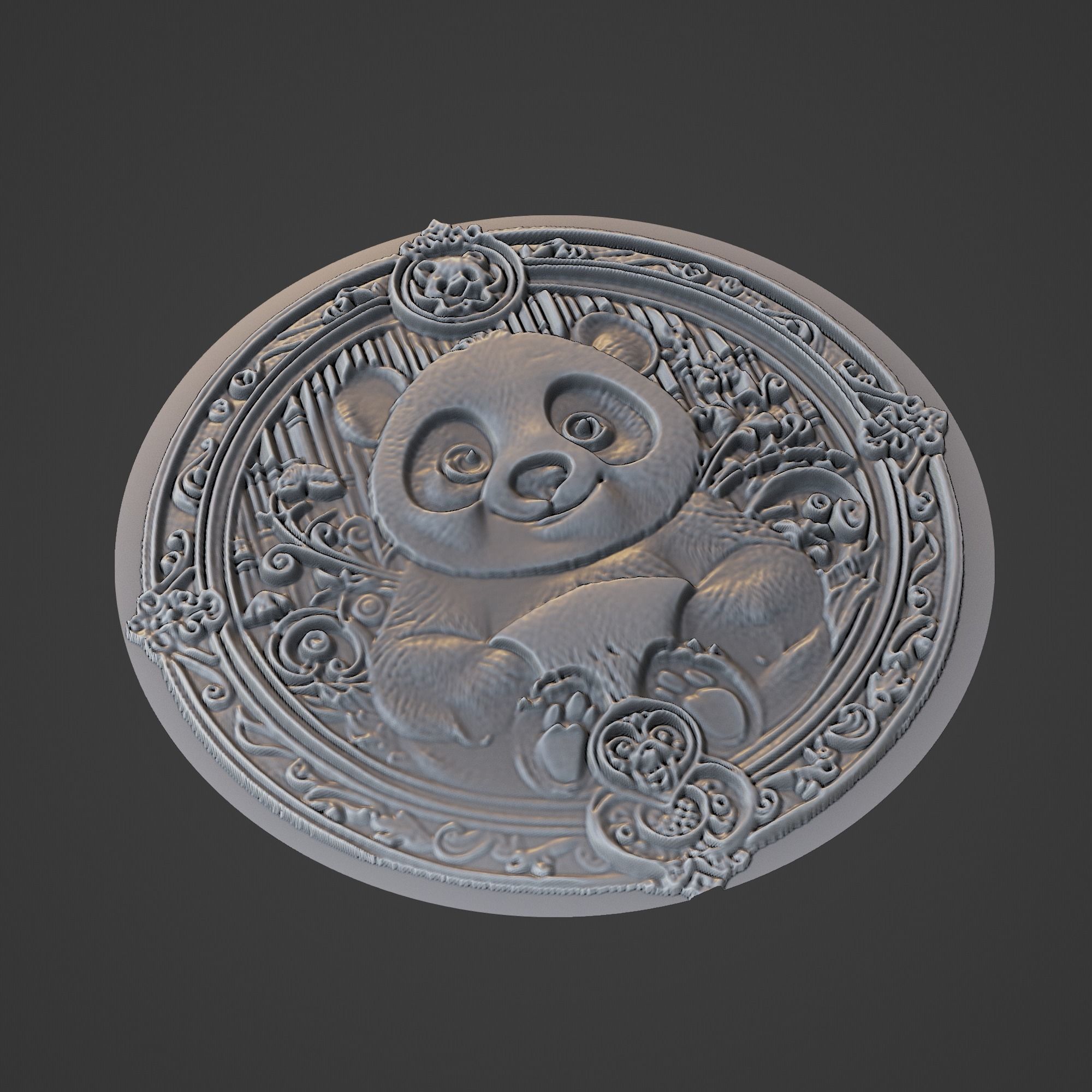 Panda Animal Medallion 3D print model_1