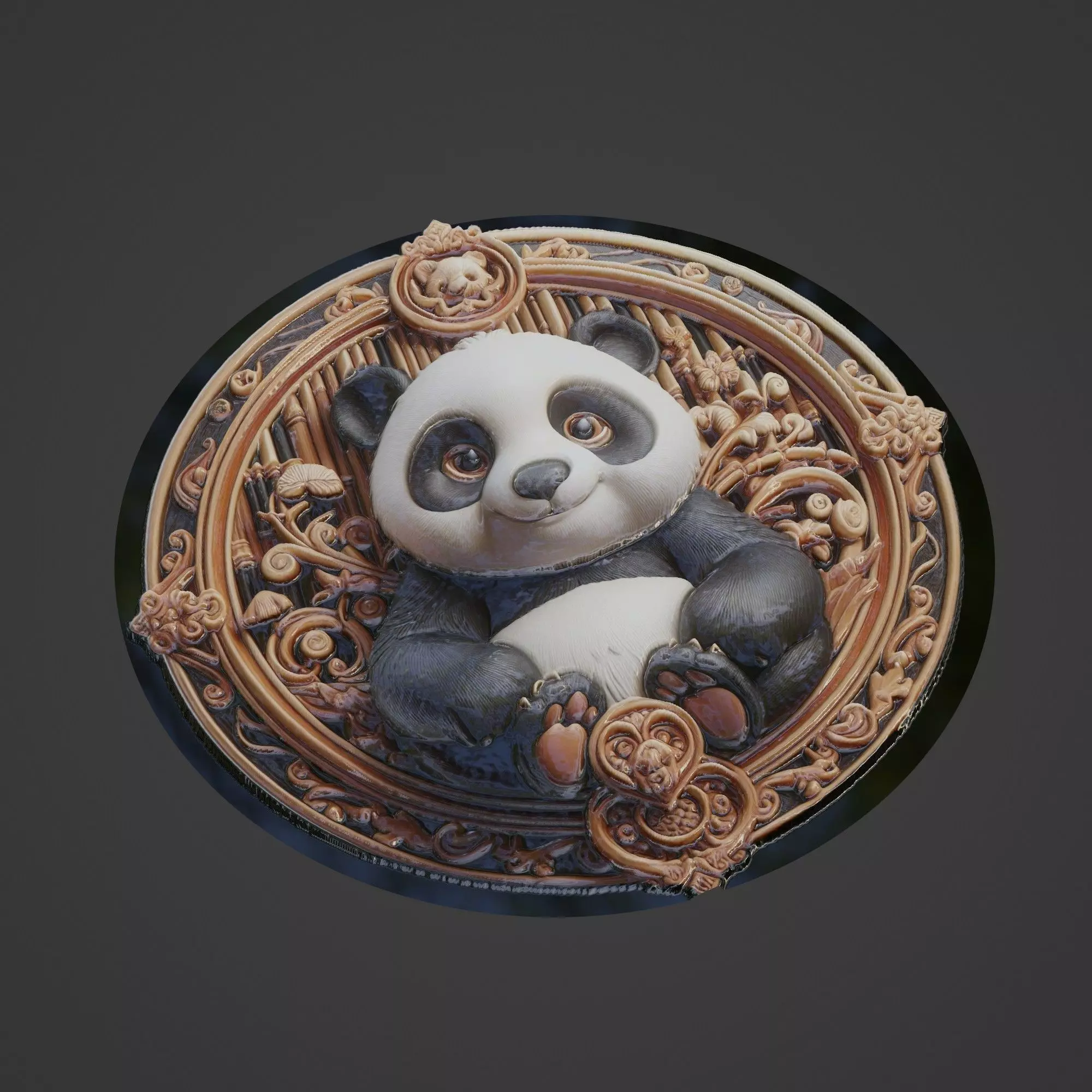 Panda Animal Medallion 3D print model_0