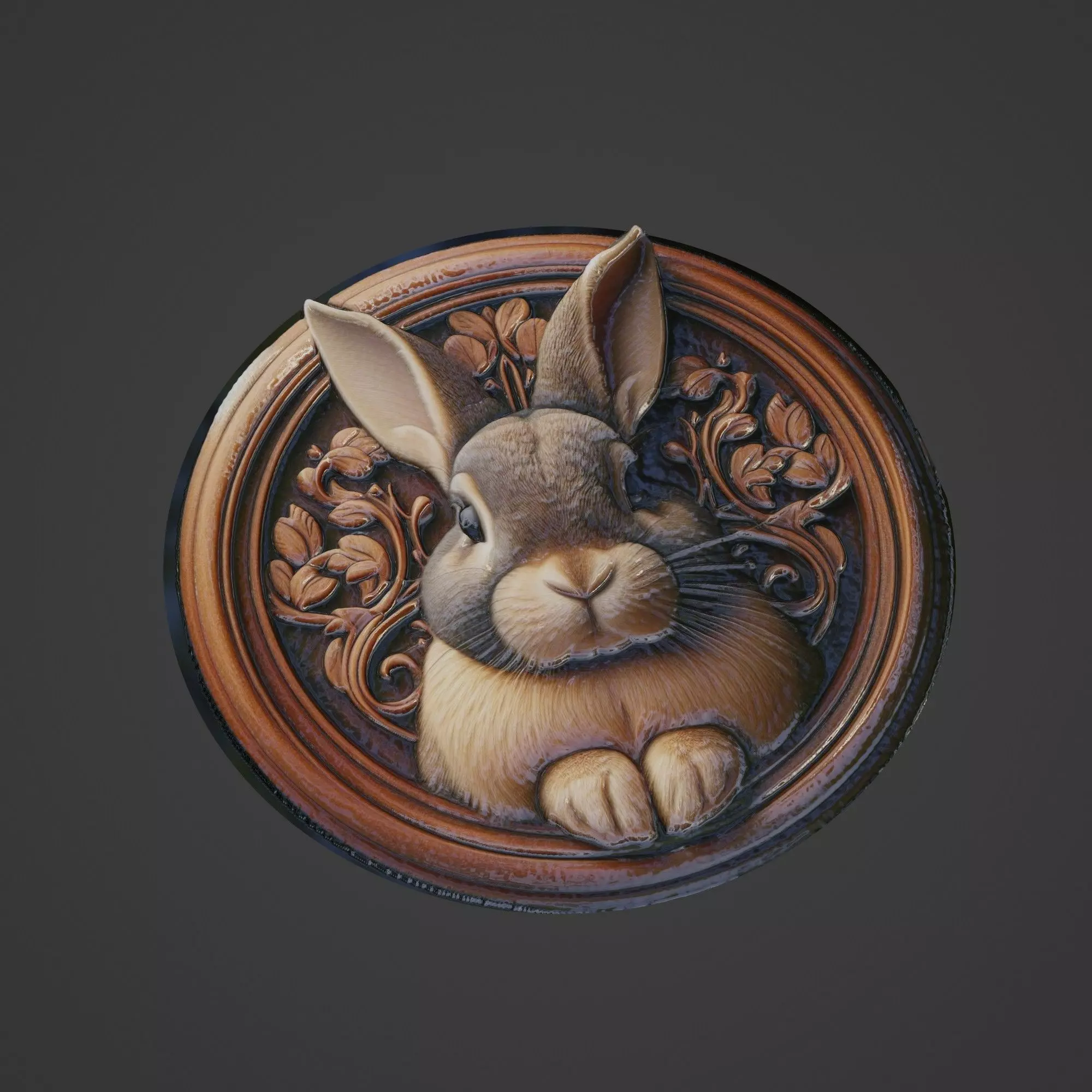 Rabbit Animal Medallion 3D print model_0