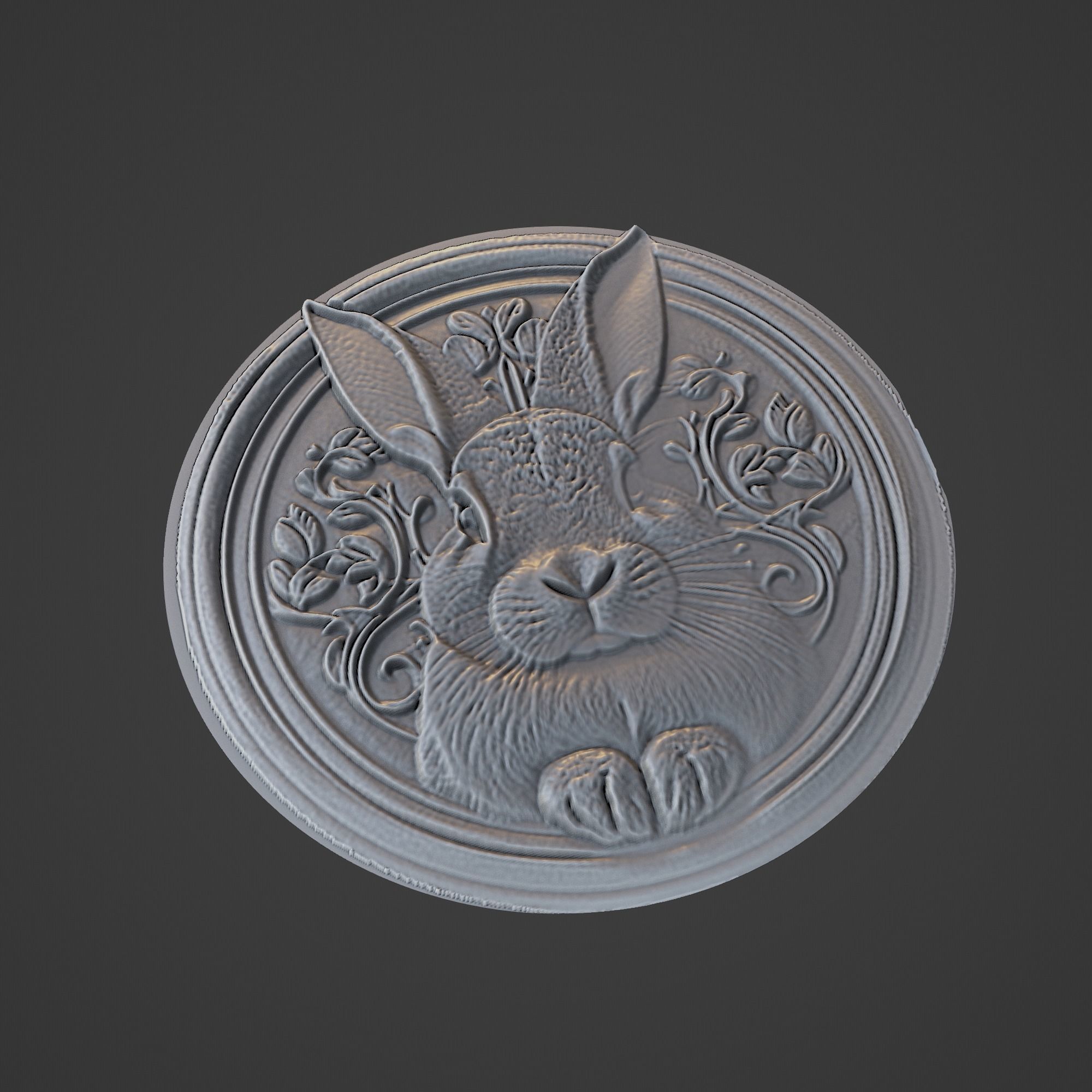 Rabbit Animal Medallion 3D print model_1