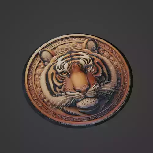 Tiger Animal Medallion 3D print model