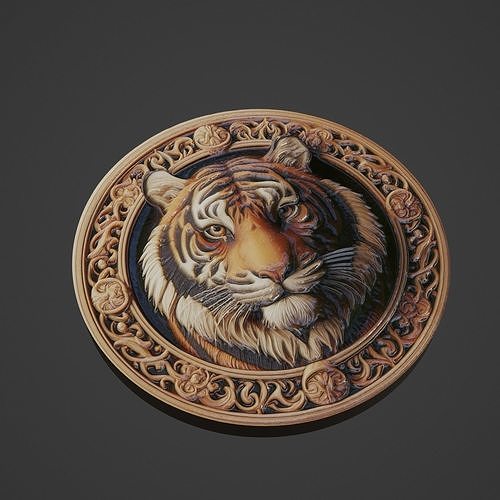 Tiger Animal Medallion 3D print model