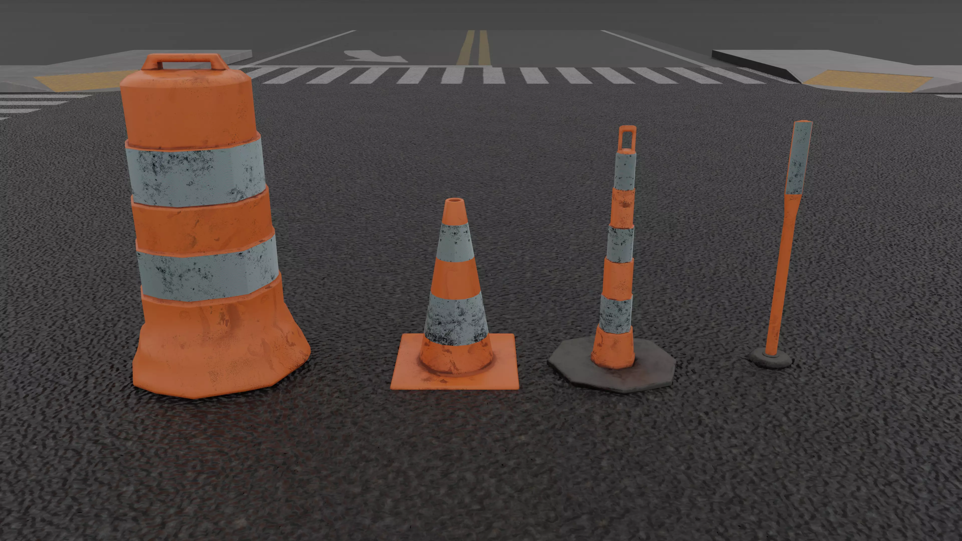 Traffic Cones Low-poly 3D model_0