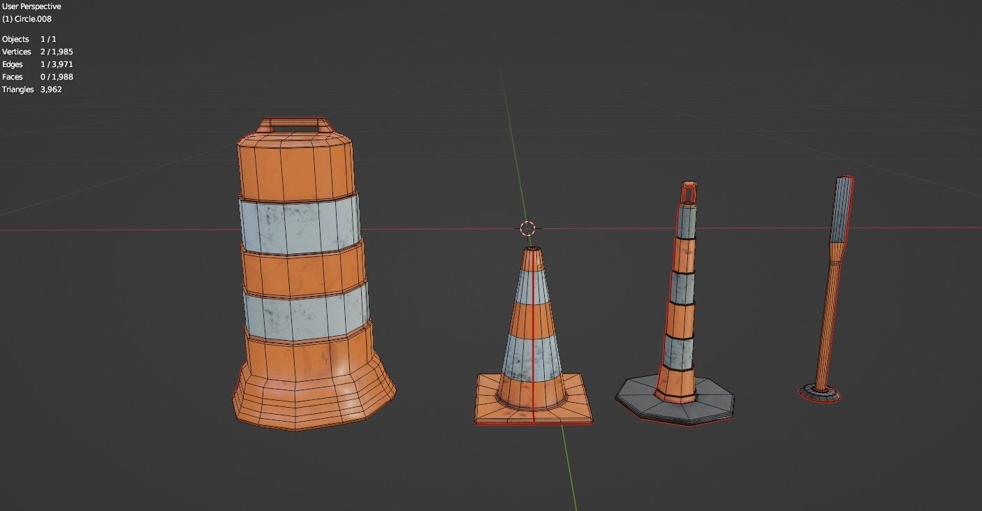 Traffic Cones Low-poly 3D model_9
