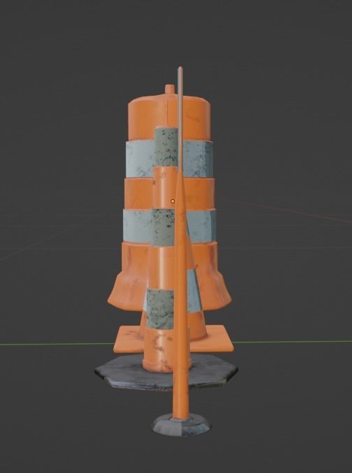 Traffic Cones Low-poly 3D model_11