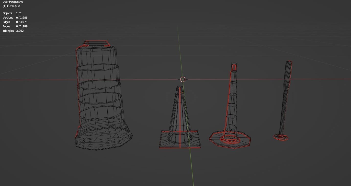 Traffic Cones Low-poly 3D model_8