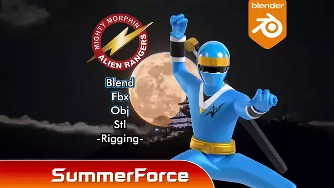 Blue Aquitian Ranger - Mighty Morphin Alien Rangers 3D model