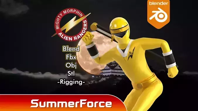 Yellow Aquitian Ranger - Mighty Morphin Alien Rangers 3D model