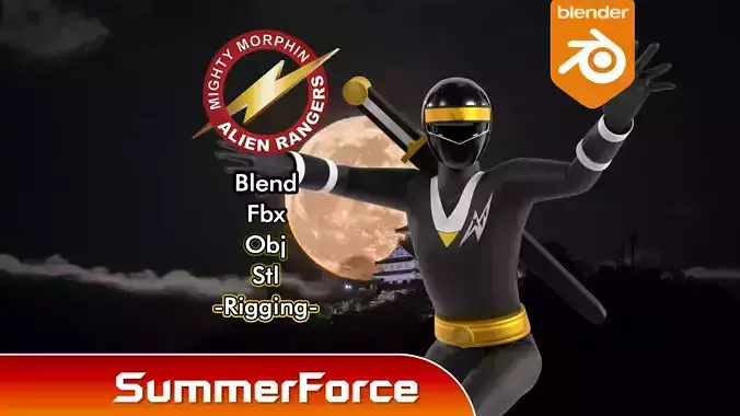 Black Aquitian Ranger - Mighty Morphin Alien Rangers 3D model