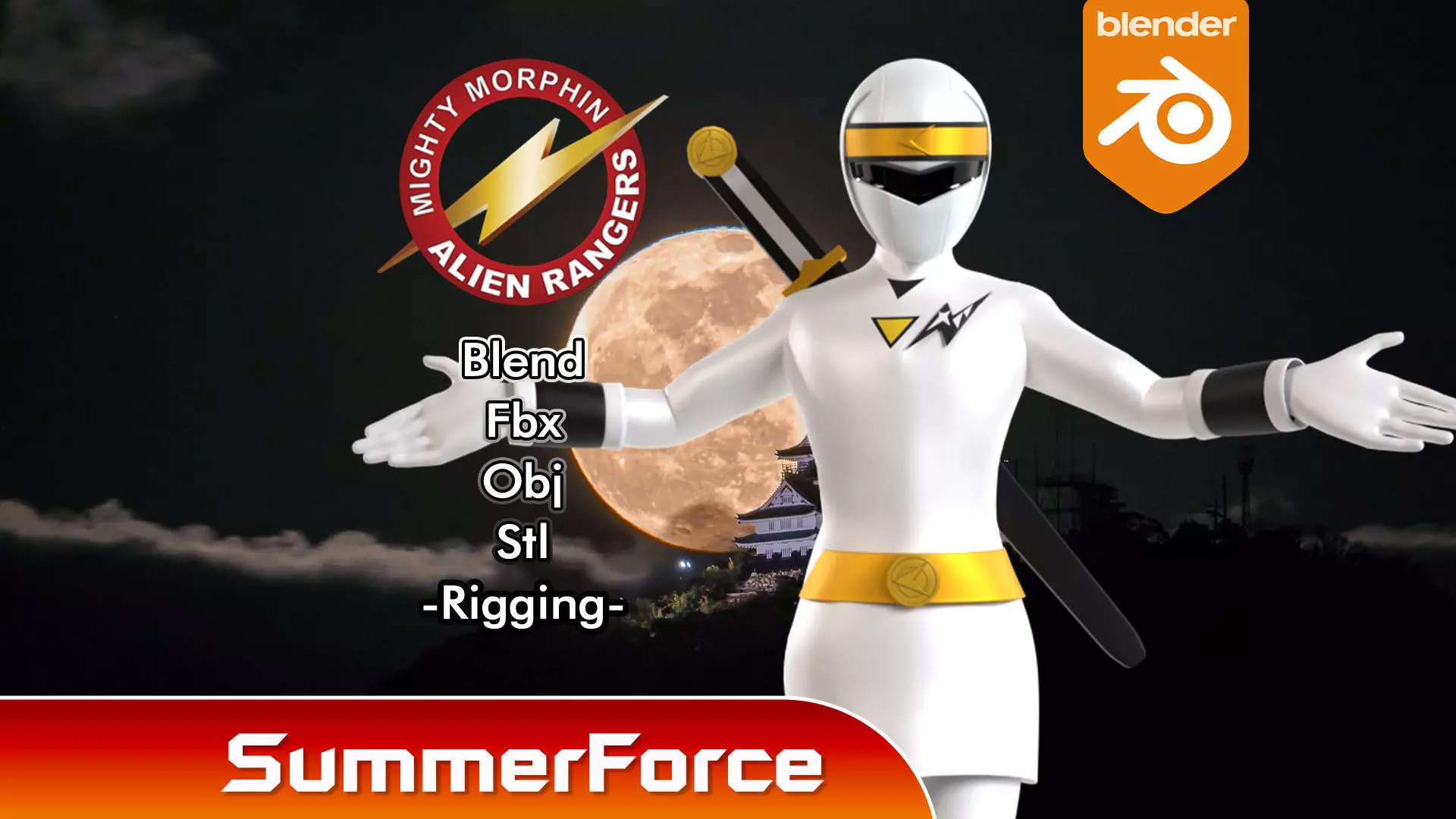 White Aquitian Ranger - Mighty Morphin Alien Rangers 3D model