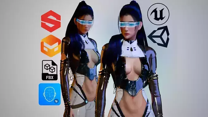 Futuristic Suit Woman - GameReady Low-poly 3D model Futuristic Suit Woman - GameReady Low-poly 3D model