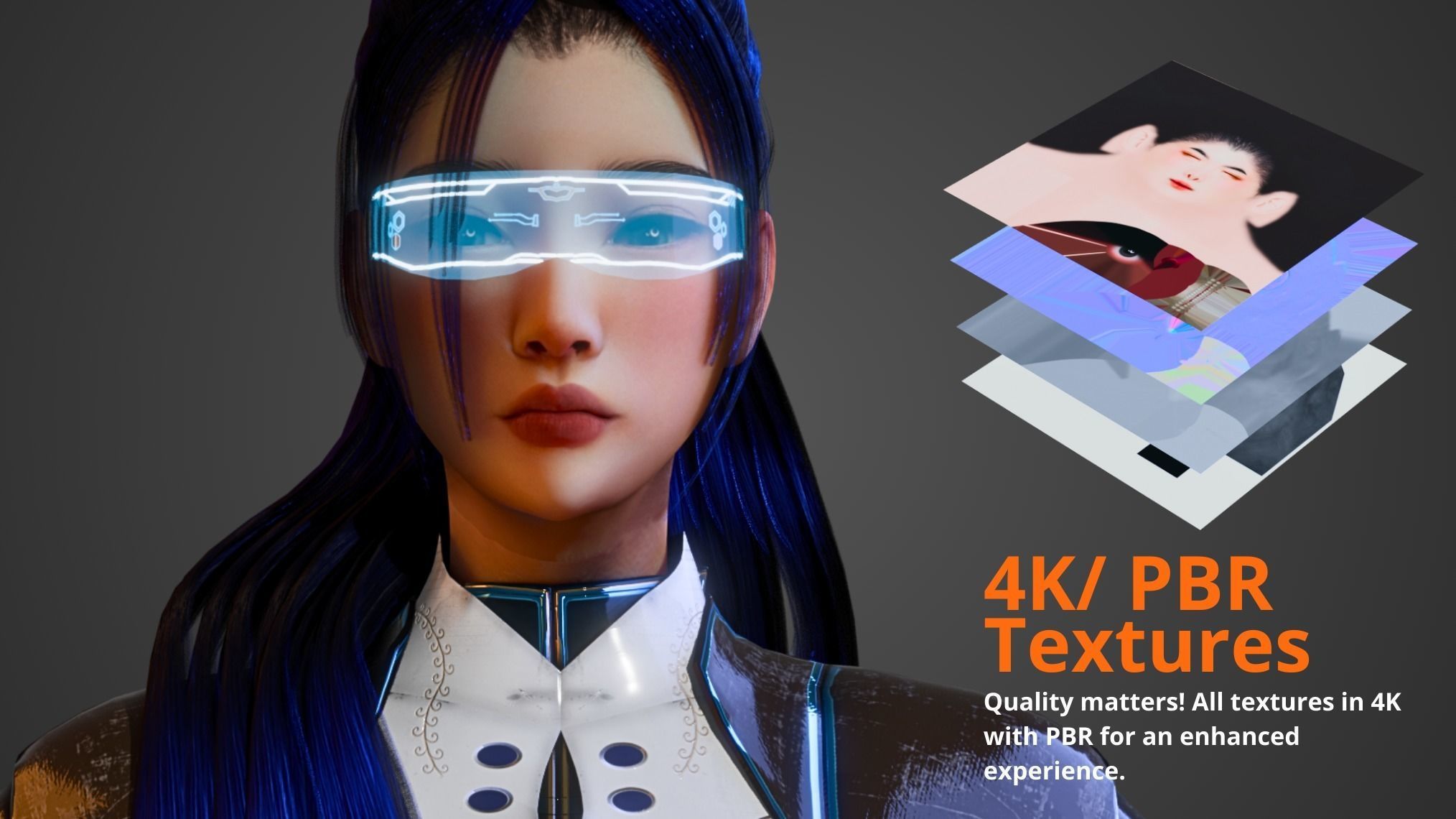 Futuristic Suit Woman - GameReady Low-poly 3D model_6