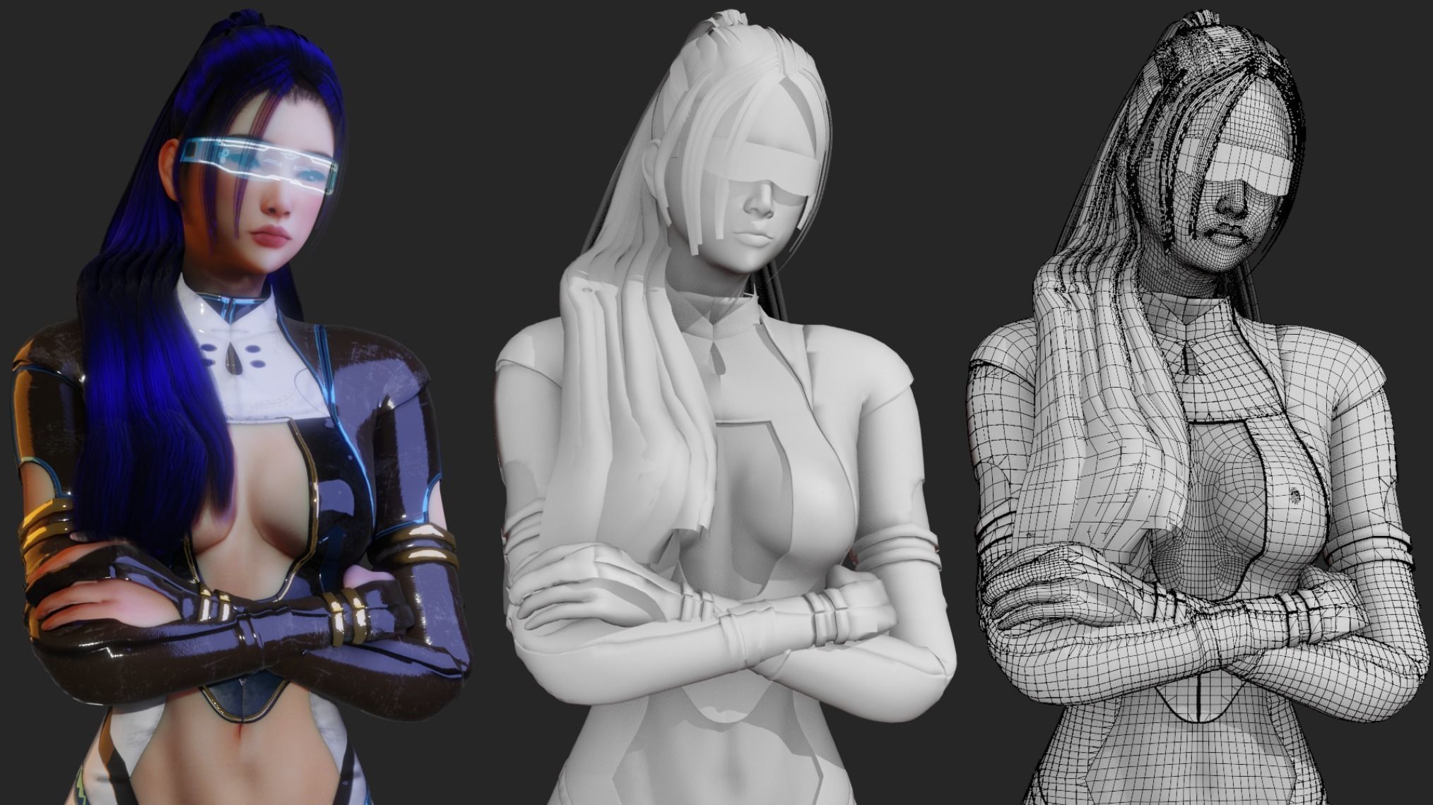 Futuristic Suit Woman - GameReady Low-poly 3D model_8
