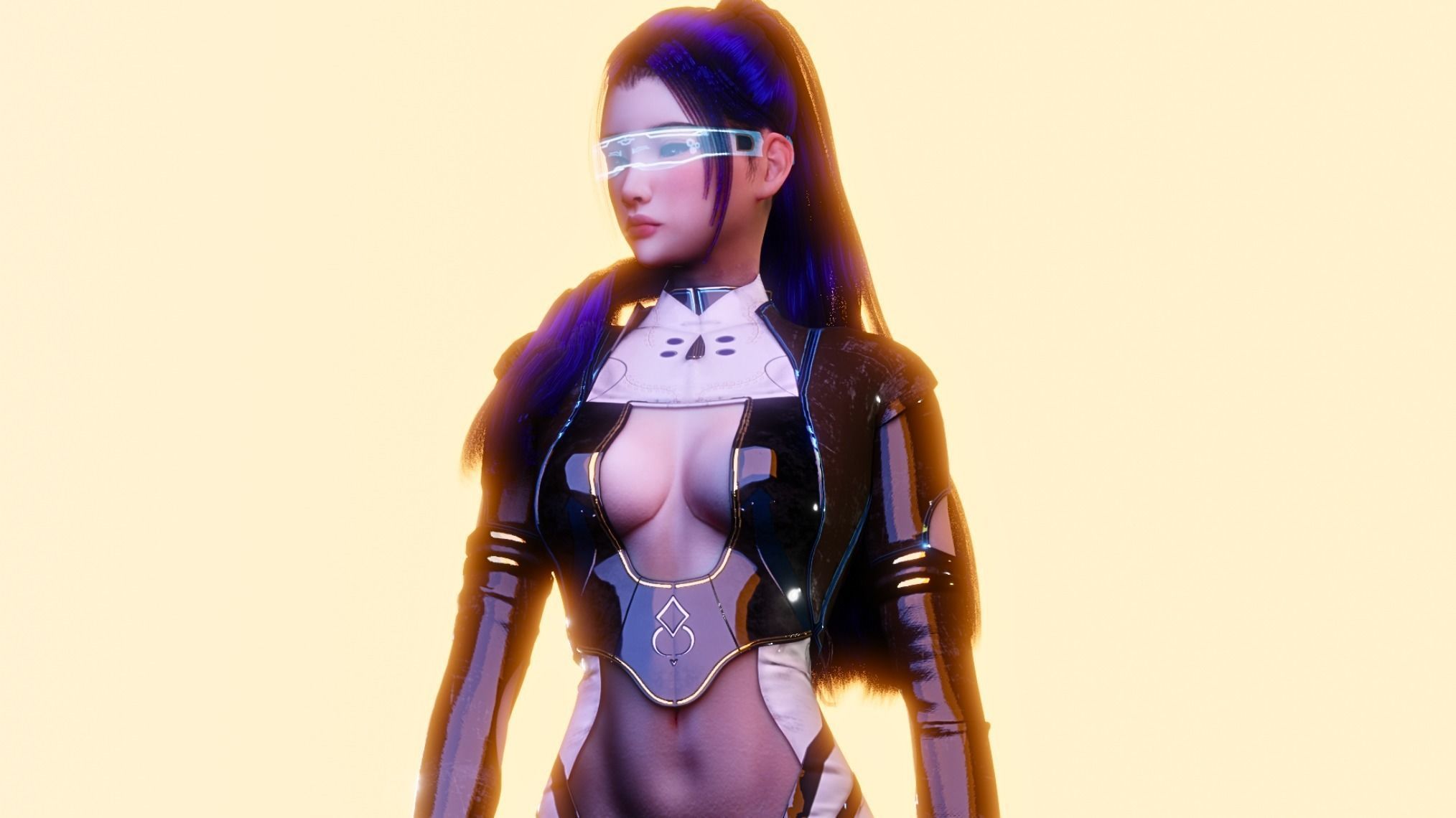 Futuristic Suit Woman - GameReady Low-poly 3D model_9