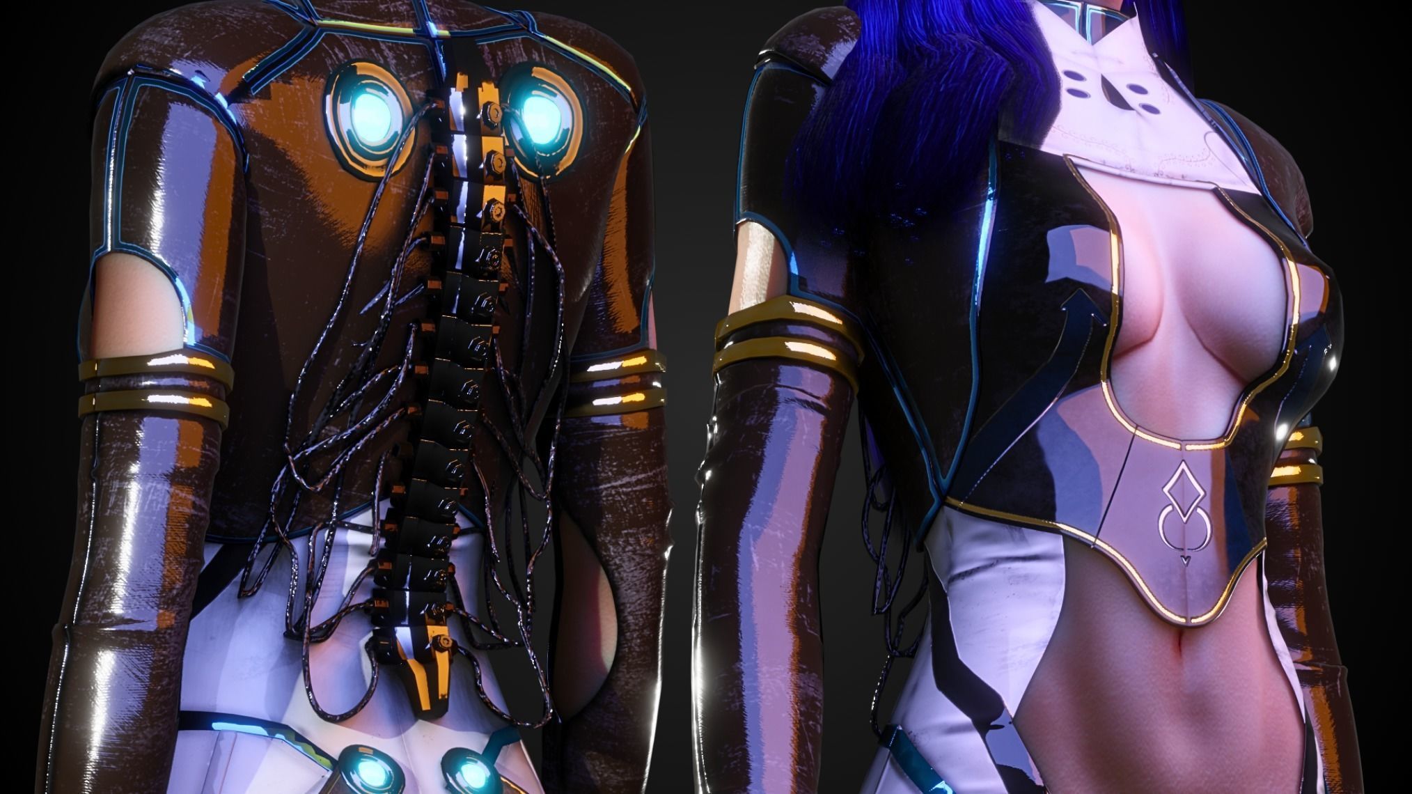 Futuristic Suit Woman - GameReady Low-poly 3D model_1