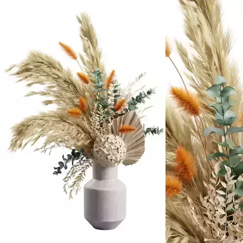 Vase Bouquet Pampas 02 3D model