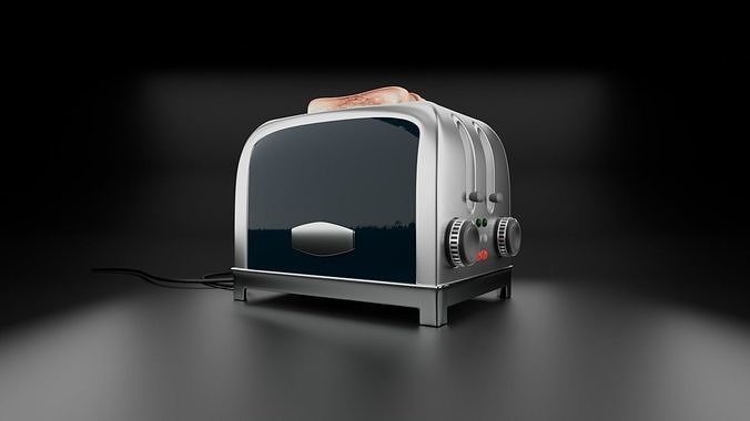 Toaster with Toast Bread Low-poly 3D model 4