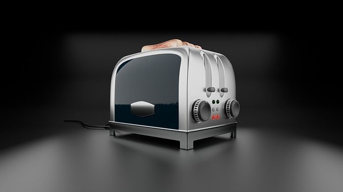Toaster with Toast Bread Low-poly 3D model 3