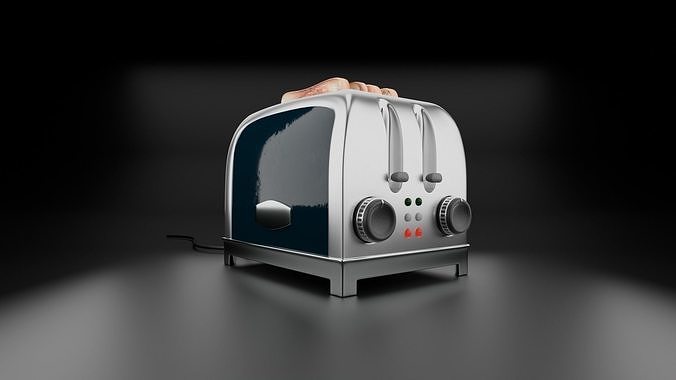 Toaster with Toast Bread Low-poly 3D model 2
