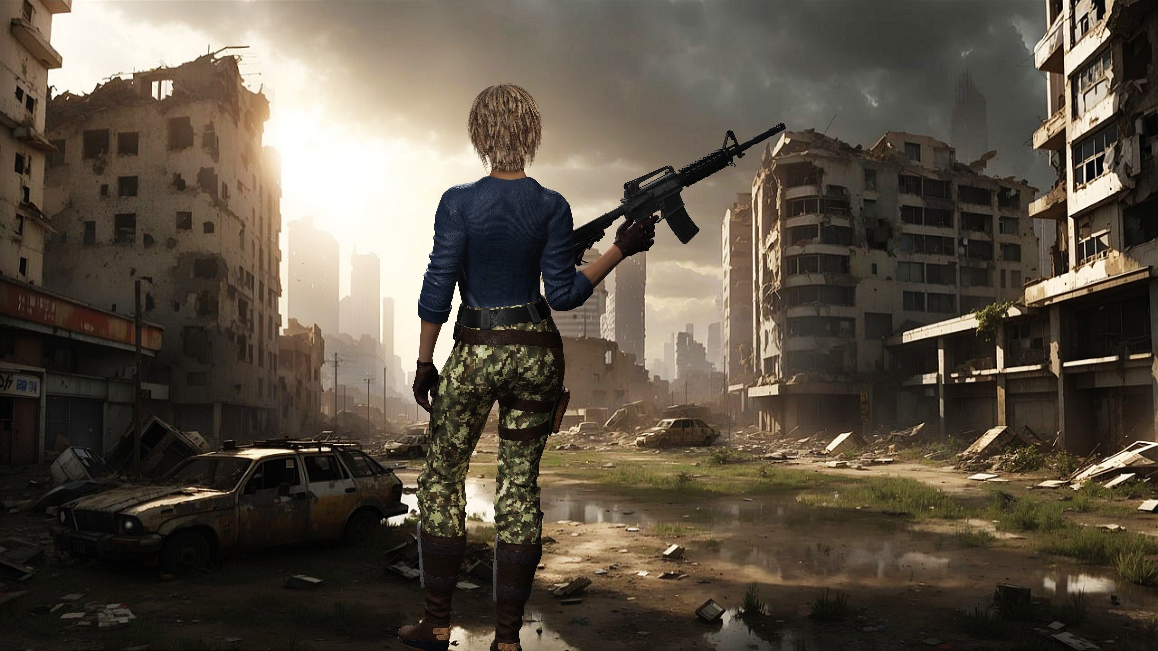 female soldier full rigged - game ready - animated Low-poly 3D model_5