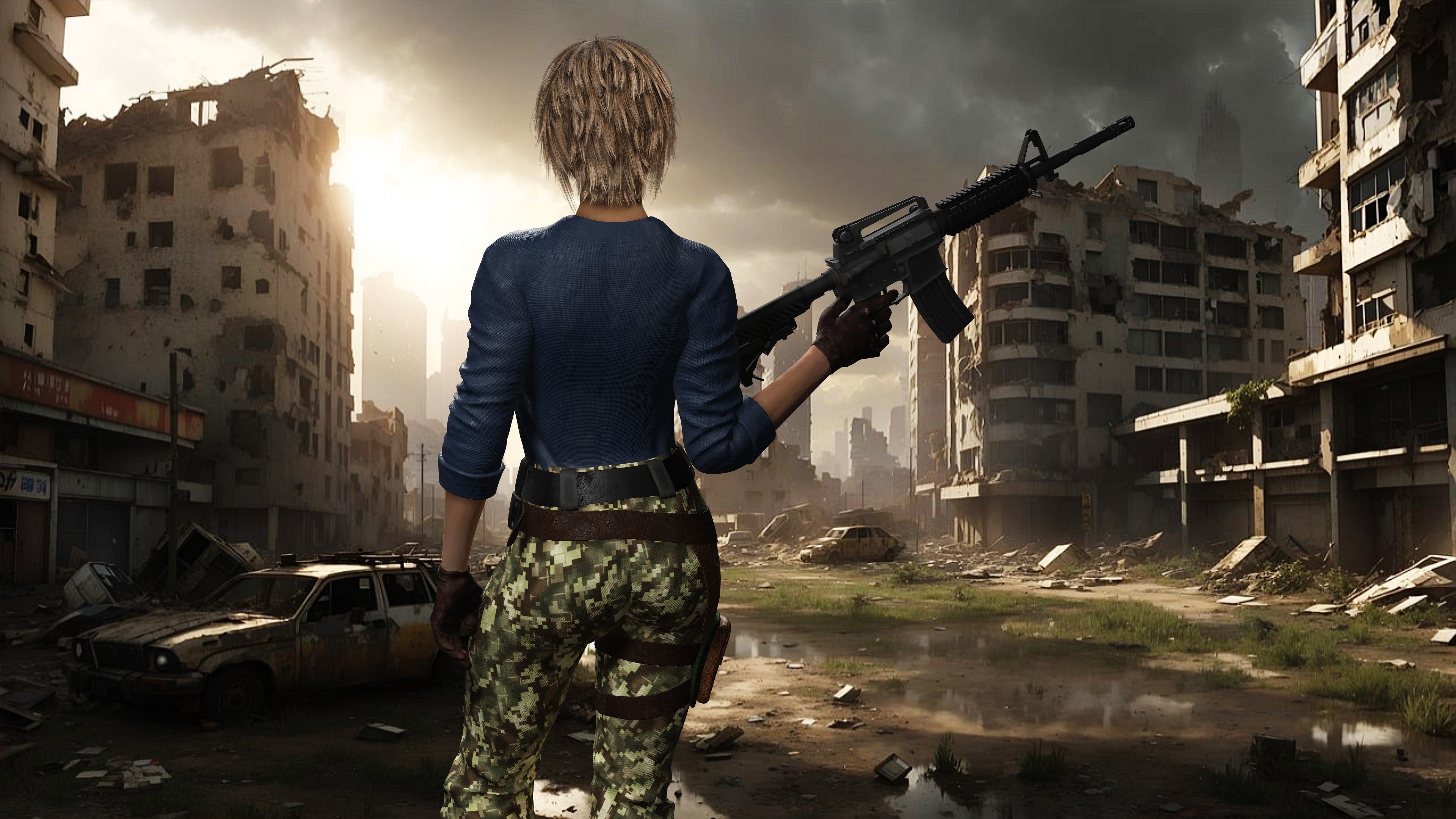 female soldier full rigged - game ready - animated Low-poly 3D model_4