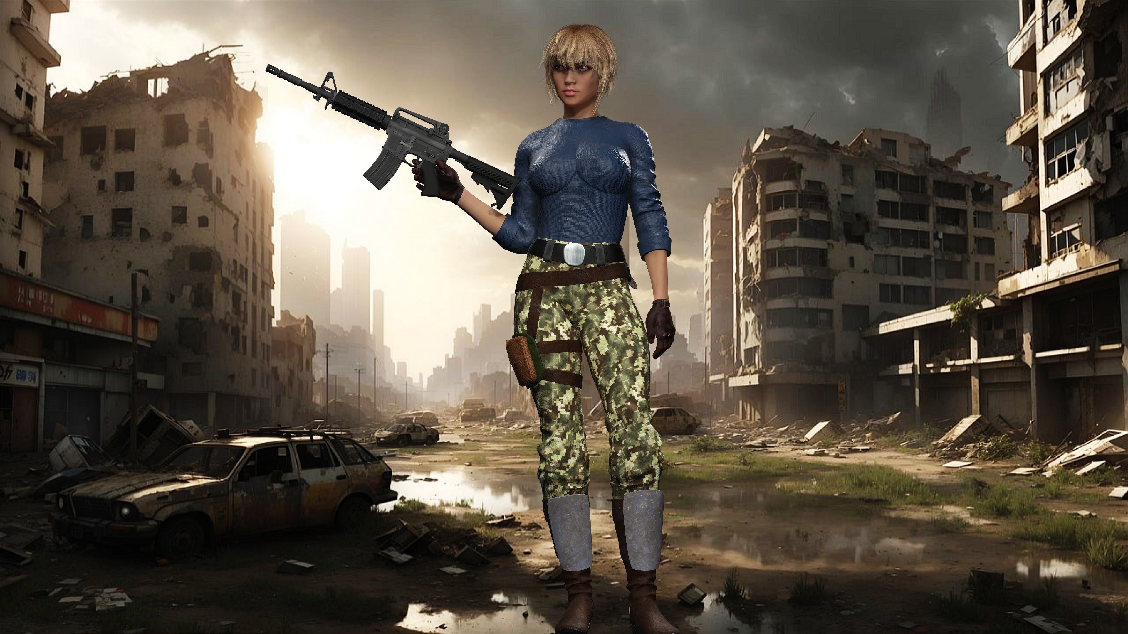 female soldier full rigged - game ready - animated Low-poly 3D model_3