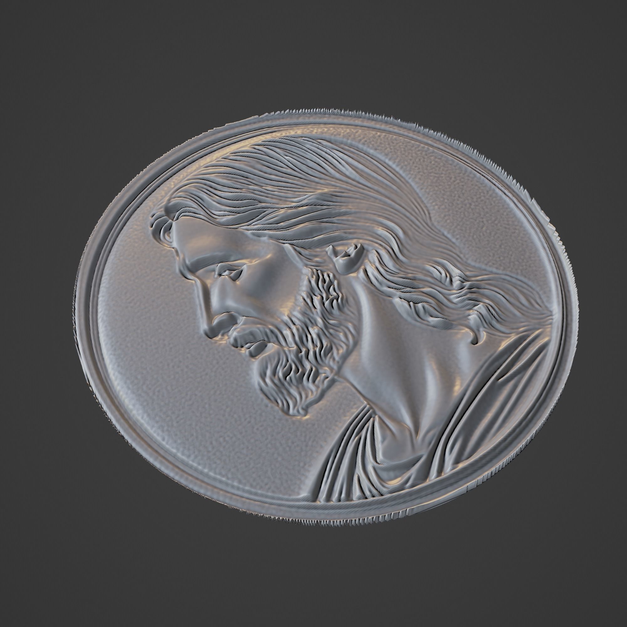Jesus Christianity Medallion 3D print model_1
