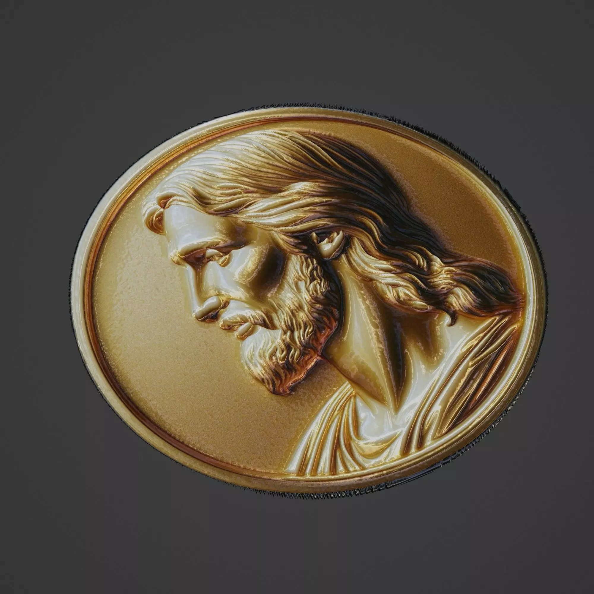Jesus Christianity Medallion 3D print model_0